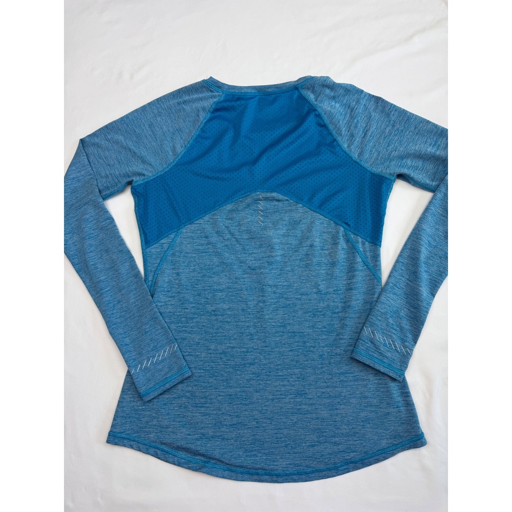 Champion Vapor Womens Blue Heathered Mesh Back Long Sleeve Athletic Top Small - Picture 7 of 10